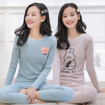 Girl autumn clothes and trousers set cotton junior high school students 2021 new cotton sweater womens cotton thermal underwear thin