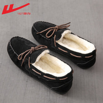  Pull back doudou shoes mens shoes 2021 new spring one-legged lazy shoes cotton shoes mens warm plus velvet shoes men