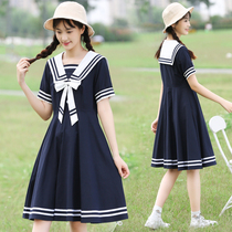Navy dress College Feng Shui hand suit Girl high school Junior high school student summer dress Navy collar Japanese jk skirt