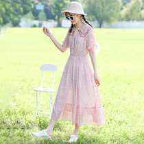 Girl dress 2020 new summer high school junior high school students skirt doll collar hipster long knee dress