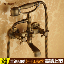 Antique full copper bath hot and cold tap shower faucet bathroom shower head shower suit tap water mixing valve triptych