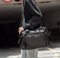 Fashion Street men bag shoulder bag leather shoulder bag mens bag Hand bag leisure trendy bag travel bag tide