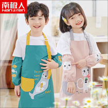 South Pole Childrens Painting Waterproof Hood Clothes Boy Girl Girl Baby Painting Apron apron Apron Hood with armguard