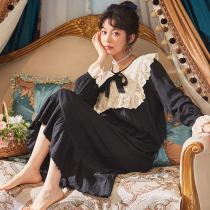 Fat plus size nightgown women long sleeve cotton thin spring and autumn summer fat mm200 kg women Korean pajamas autumn