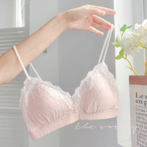  Cloud Suflei~Girl thin lace triangle cup without steel rim small chest underwear solid color bra large chest is small