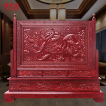Dongyang wood carving solid wood screen landing screen double-sided carving Chinese antique seat screen living room hotel porch partition