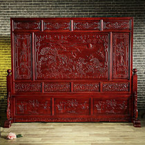 Chinese style solid wood floor screen Dongyang wood carving screen hotel company lobby feng shui ornaments