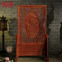 Dongyang woodcarving flowers blossom rich landing small screen partition new Chinese modern home decoration porch screen solid wood seat screen