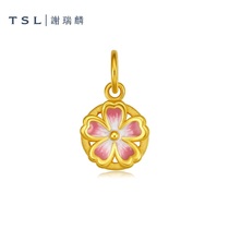 TSL Xie Ruilin HAPPY LOVE series gold pendant Full gold peach blossom pendant womens new enamel XJ966