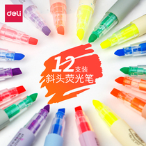 Delei highlighter fluorescent marker pen large capacity yellow highlighter color marker pen color note note key pen macaron color color pen fine silver color pen light color pen