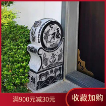 Mendun stone carving drum stone antique blue stone old stone lion unicorn door stall door courtyard a pair of town houses