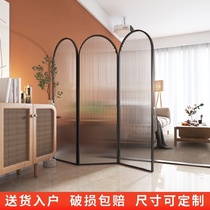 Modern simple Wrought iron folding free hole movable Changhong tempered glass screen Office Sales office Restaurant