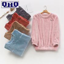 Autumn and winter women coral velvet thick cute large size single piece warm pajamas ladies long sleeve flannel warm home clothing