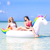 New inflatable little unicorn mount Rainbow horse swimming ring Pink swan Flamingo floating row floating bed swimming ring