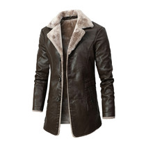 Men plus thick leather coat winter new business leisure large-collar plush locomotive coat windshirt