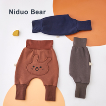 Nedo bear baby big pp pants plus velvet thickened men and women childrens pants autumn and winter cotton pants casual loose cute cartoon