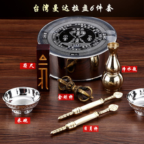 Taiwan Manta pull plate set of pure copper 6-piece Vajra silver bowl Buddhist temple flame mouth Mandala plate ornaments