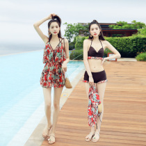 Blouse bikini three-piece 2021 new beach skirt super fairy thin belly sexy hot spring swimsuit women
