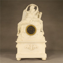 The first love of the French antique 19th-century Carrara marble sculpture clock Cupids first love