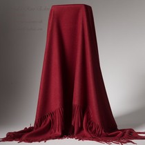 Italian high-end Syrah Syrah red wine heavy water corrugated cashmere shawl shawl blanket oversized wide version