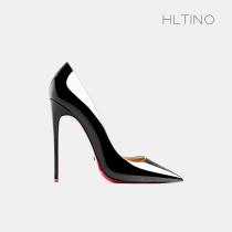 2022 Spring new 12cm Pointy Style Small Heels Slim Heel Sexual Sensation Black Career Light Stomp Single Shoe Woman Sensation