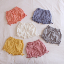 Butterfly knot bread shorts female baby outside wearing summer bag fart pants Korean version 6-12 months 1-2 years old