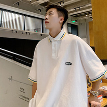 POLO shirt mens summer fashion brand loose lapel short-sleeved t-shirt Port wind wild neckline stripe design sense of clothing
