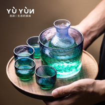 Yuyun hammered glass wine warmer Japanese sake jug Warm jug Household wine set Hot jug Small glass
