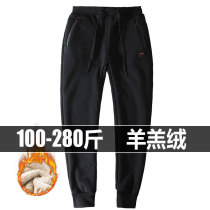 Lamb cashmere pants mens tide fat plus velvet padded loose casual sports trousers plus size winter warm cotton pants