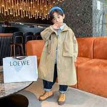 Boy trench coat spring and autumn 2021 New handsome long children autumn Big Boy autumn coat tide