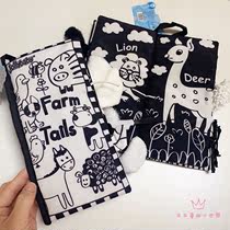 Newborn visual practice black and white cloth book sound paper tail book tactile touch touch can not tear baby toy 01-2