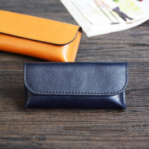 Pastoral stone leather glasses box handmade high-grade sunglasses leather glasses bag eyes female cowhide portable mens sunglasses box