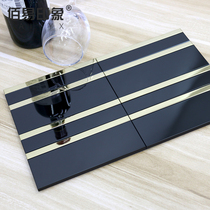 Stainless steel mosaic metal TV background wall tile black strip mirror living room simple modern wall tile stickers