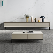 Italian minimalist Nordic coffee table TV cabinet combination Simple modern living room small apartment Solid wood light luxury rock board