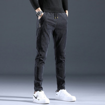 GM trendy black jeans mens fashion brand autumn new high-end mens straight casual trousers slim feet