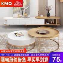Light luxury wind rock board coffee table TV cabinet modern simple original living room home high-end paint storage floor cabinet combination
