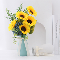 Sunflower simulation flower small bouquet ornaments dried flowers fake flower home living room decoration TV cabinet table desktop furnishings