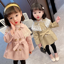  Girls  coat Spring and Autumn 1-6 years old little girl Korean version of autumn childrens windbreaker princess Western style autumn baby top