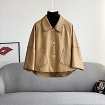 2021 Spring and Autumn new leather leather women short Korean casual loose Haining sheep leather coat tide