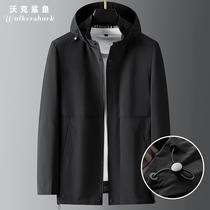 Trench coat mens long hooded can be removed spring and autumn casual mens 2021 new autumn business dad