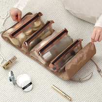 Advanced travel artifact big portable cosmetics travel Net wash bag storage yarn folding feeling female capacity Travel Bag