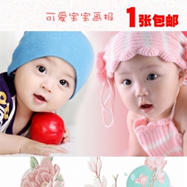 Picture child boy big eyes little boy baby poster custom hanging painting doll cute baby single-sided pregnant woman cute doll