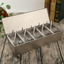 All steel 304 stainless steel seasoning box hotel square seasoning box with lid storage box household seasoning tank condiment box