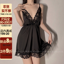 Flowers and large size deep V lace condole belt nightgown sexy pajamas women's underwear pure pornography but set for autumn and winter