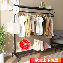 Simple drying rack floor folding storage hanger single pole collament bar drying clothes rack dormitory students