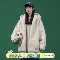 Lamb Coat Velvet womens winter dress new hooded thick Korean version loose outer cotton padded jacket