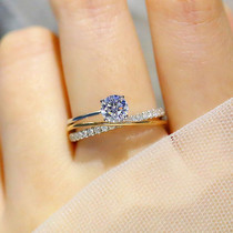 Fu Shengsheng diamond ring female 50 points VS H new wedding diamond ring claw-set female ring 18K yellow white gold