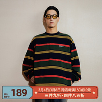 NGOARMY VINTAGE IVY STYLE STRIPE LONG SLEEVE ROUND COLLAR LOOSE BLOUSE CITYBOY LOVERS NATIONAL TIDE 100 HITCH