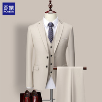 Romon groom wedding dress mens suit suit thin three-piece suit Professional formal mens suit set summer