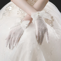 Wedding gloves Wedding Bride wedding dress white lace gloves photo studio photo gloves French elegant retro gloves